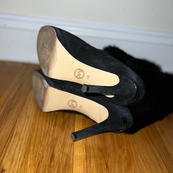Michael kors suede bootie, faye booties, black faux fur bootie, stiletto heel - Picture 8 of 11